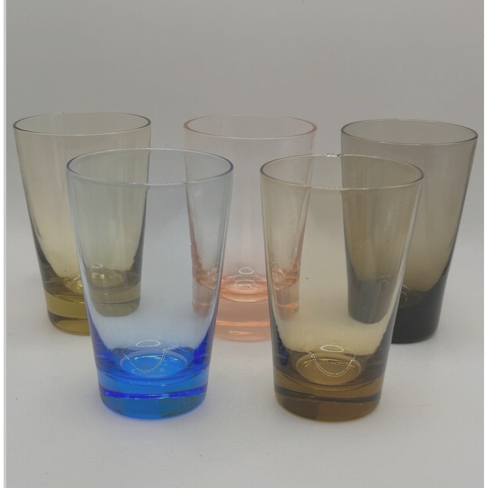 Vintage Multi Colored Cordial Shot Glasses Mid Century Barware Set (5)  3.5"